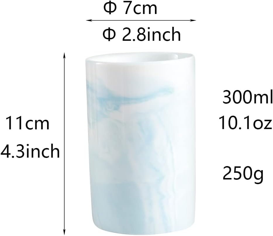 Marble pattern ceramic cup creative tooth cylinder ceramic mouth cup couple simple mouthwash cup. (Blue) - Image 2