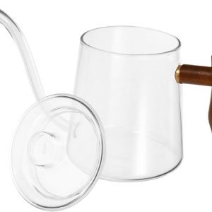 Long Spout Glass Coffee Pot Hand Brewing Coffee Kettle for Household Use Heat Resistant Transparent Teapot for Coffee and Tea