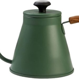 304 Stainless Steel Coffee Pot with Wooden Handle, Temperature Control, 1000ml Hand Brew Kettle for Coffee, Tea, Outdoor & Indoor Use