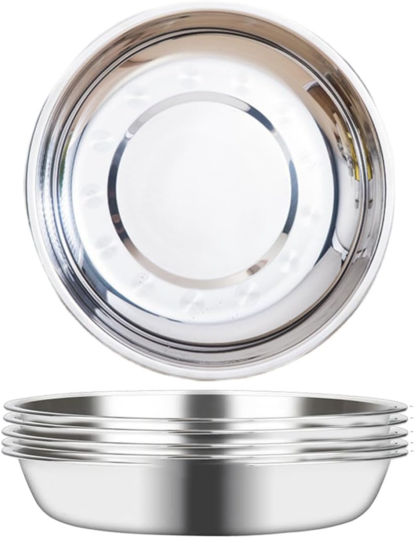 6 Pcs Stainless Steel Plates 9 Inch, Stainless Steel Dinner Plates, Metal Lightweight Unbreakable Dinner Dishes Plates Set for BBQ, Snack, Salad, Appetizer, Fruit, Cookies