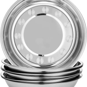 6-Piece 18/10 Stainless Steel Round Plates,Dinner Plate Dish,9-Inch