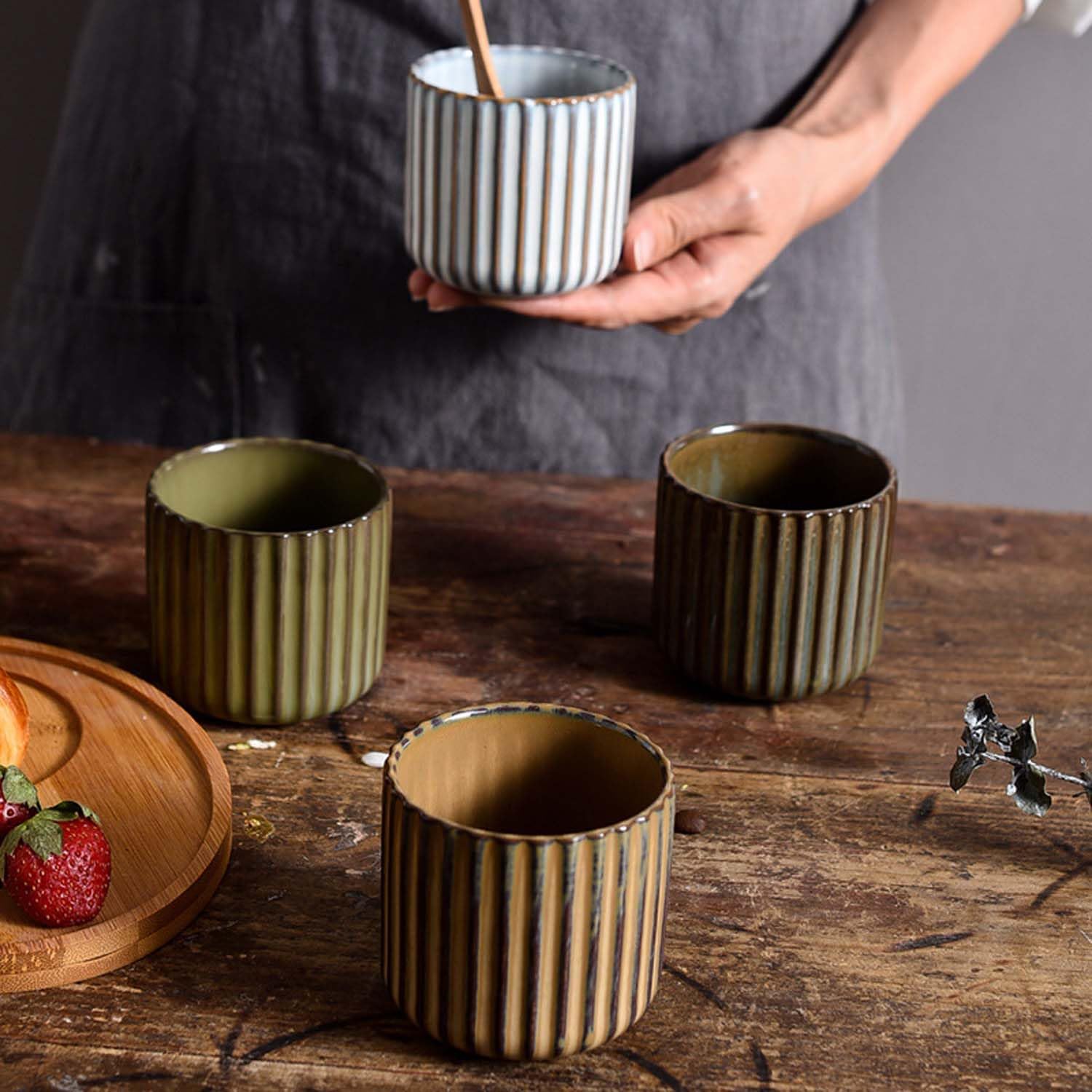 Japanese retro ceramic teacups, wine cups, water cups, restaurants, home offices - Image 2