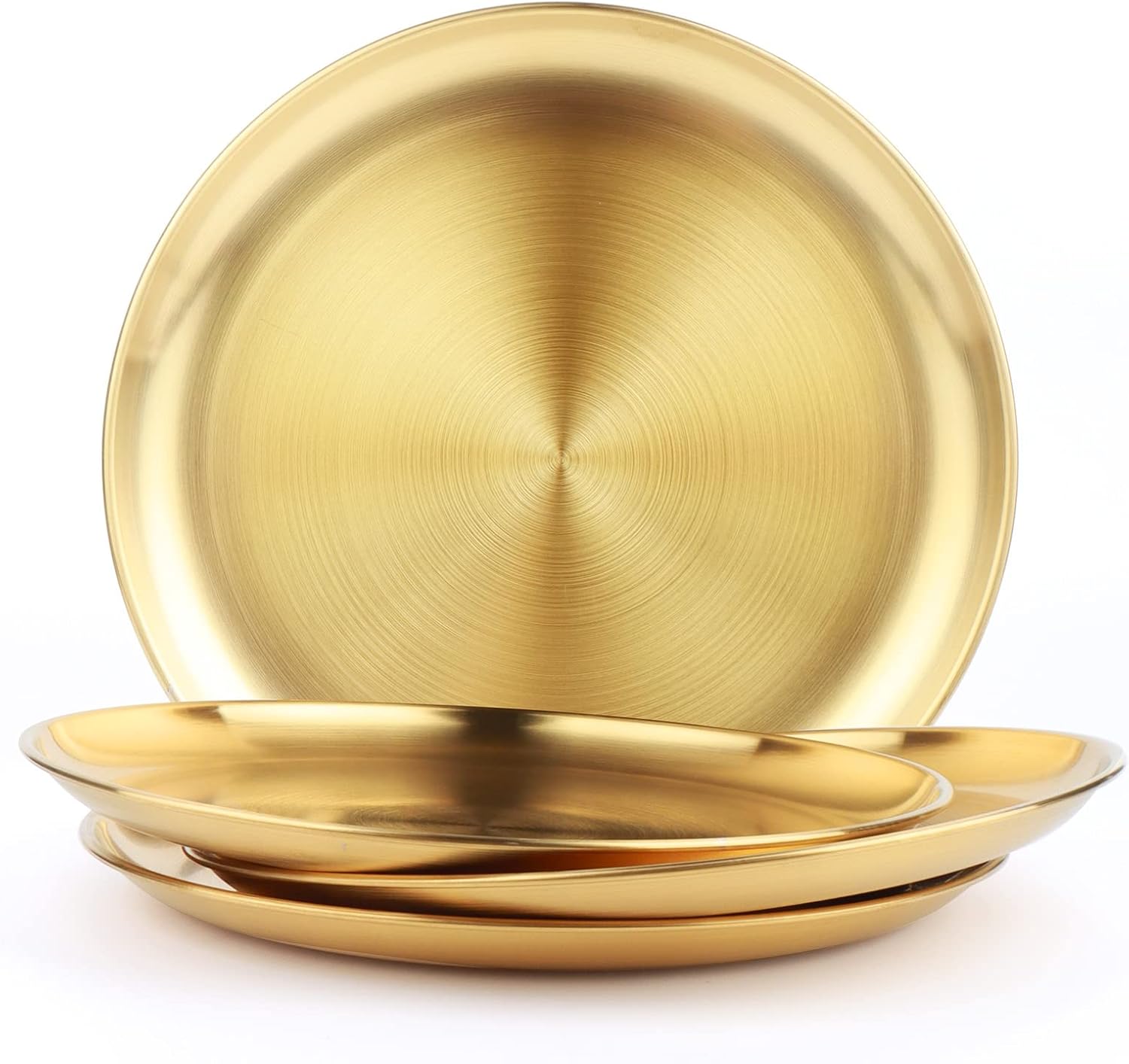 Stainless Steel Dinner Plate, 9" Metal Round Dinner Dishes for Adults, Reusable and Dishwasher Safe, Serving Camping Salad Plate for Home,Outdoor Camping, Snack,and BBQ,Set of 4